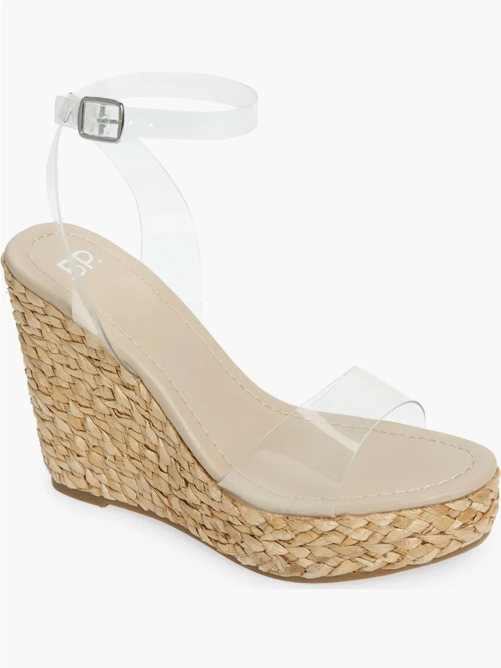 BP Ginny Espadrille Clear-Strap Ankle Strap Wedge Sandal